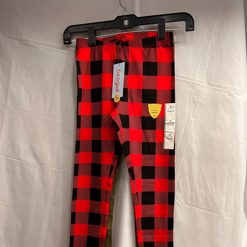 Girls Cat & Jack leggings. 2 pack. Red and black and green W/sparkles.New w/tags